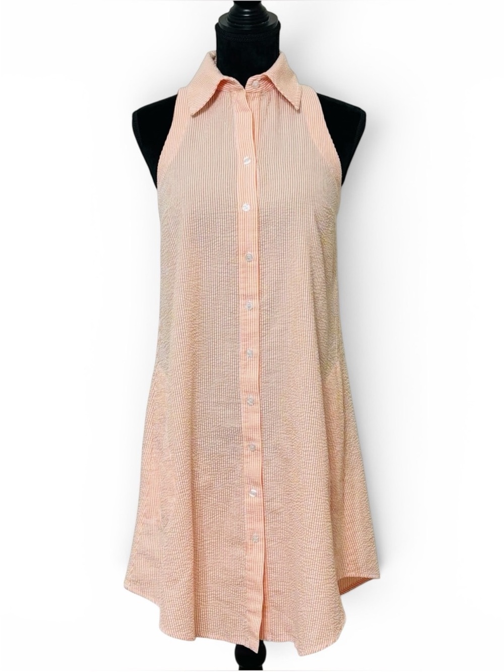 Finley Seersucker Swing Dress Orange and White sz Small NWOT adorable!! - Picture 9 of 15